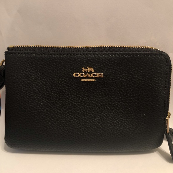 Coach black leather wristlet - Picture 1 of 2